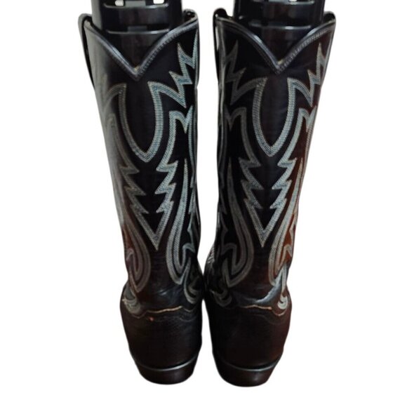 VINTAGE JUSTIN BLACK LEATHER COWBOY BOOTS SIZE 7.5 D WESTERN STYLE 9073 USA main image 13